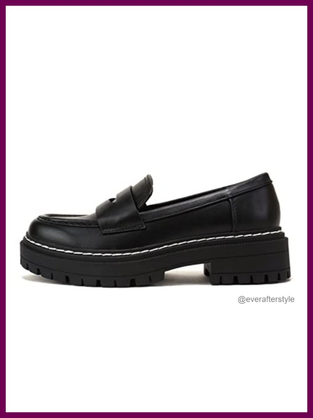 Women Slip On Platform Penny Loafer Lug Sole Stitched Detail